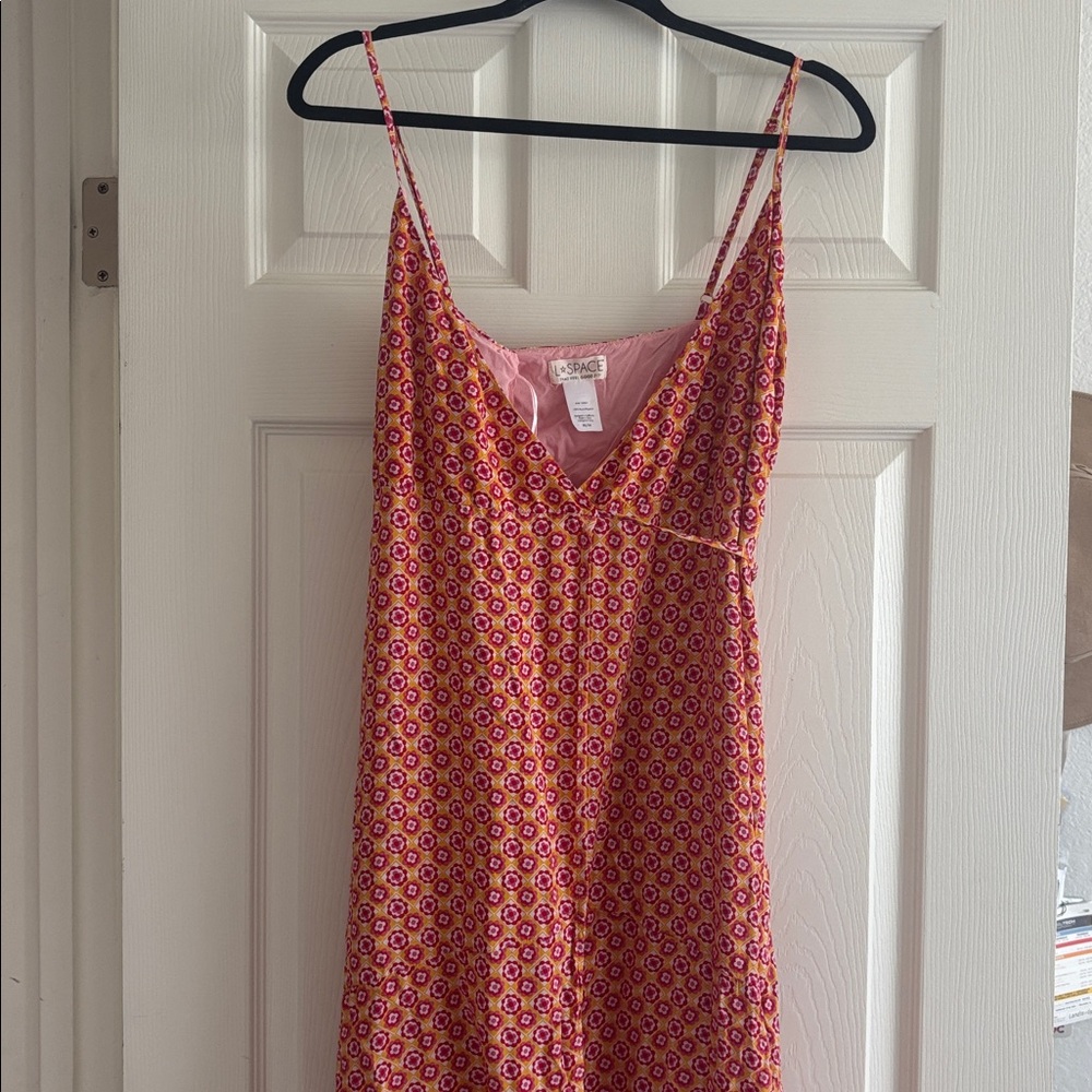 l*space Pink and Orange Geometric Floral Maxi Dress
